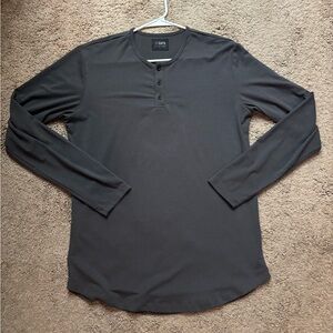 Cuts Clothing Curve Hem Long Sleeve Henley